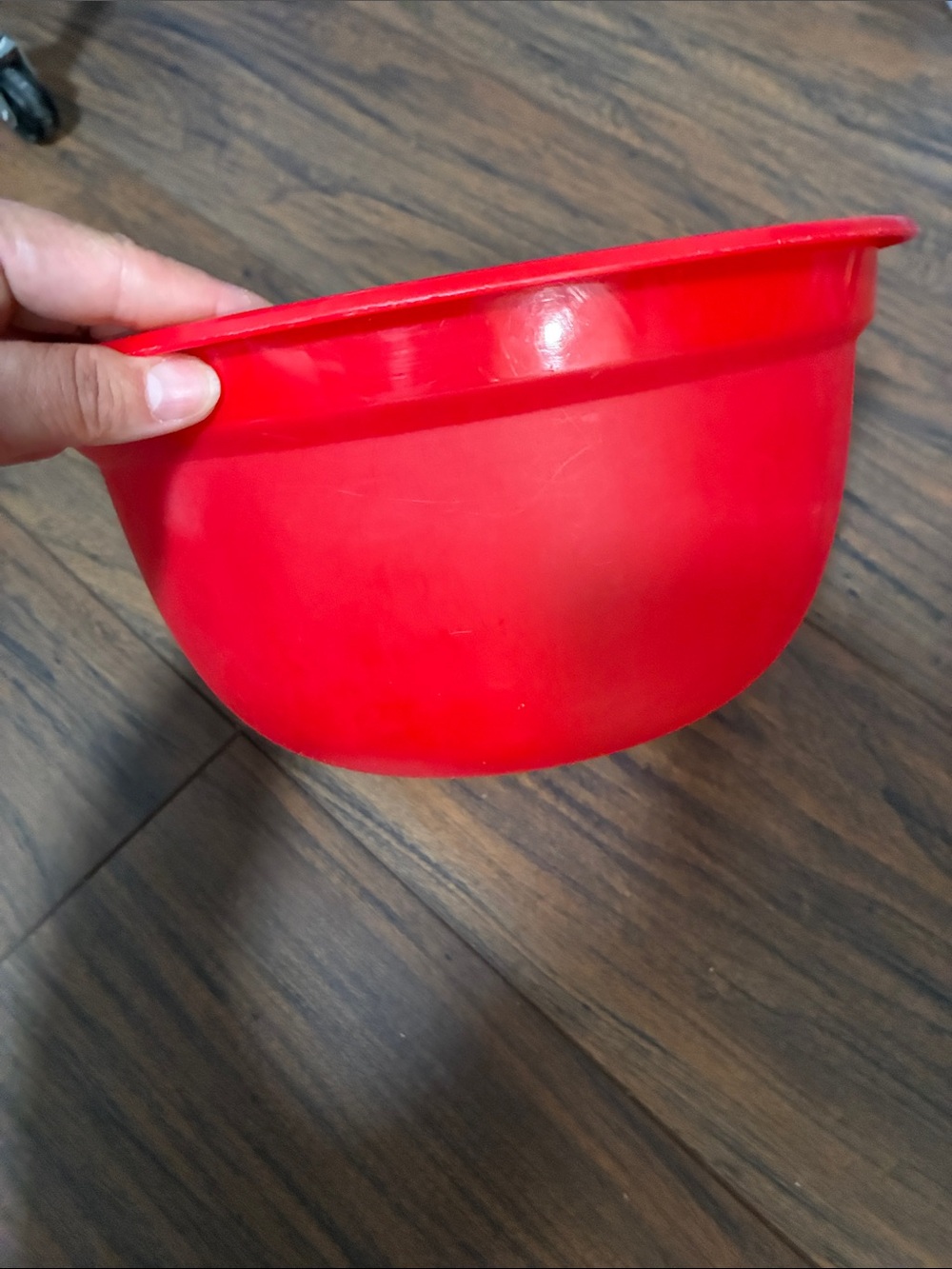 Red Plastic Mixing Bowl